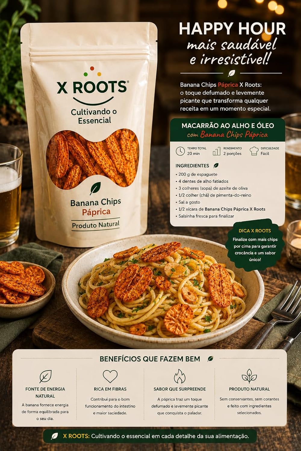 Banana Chips Sabor Páprica X Roots
