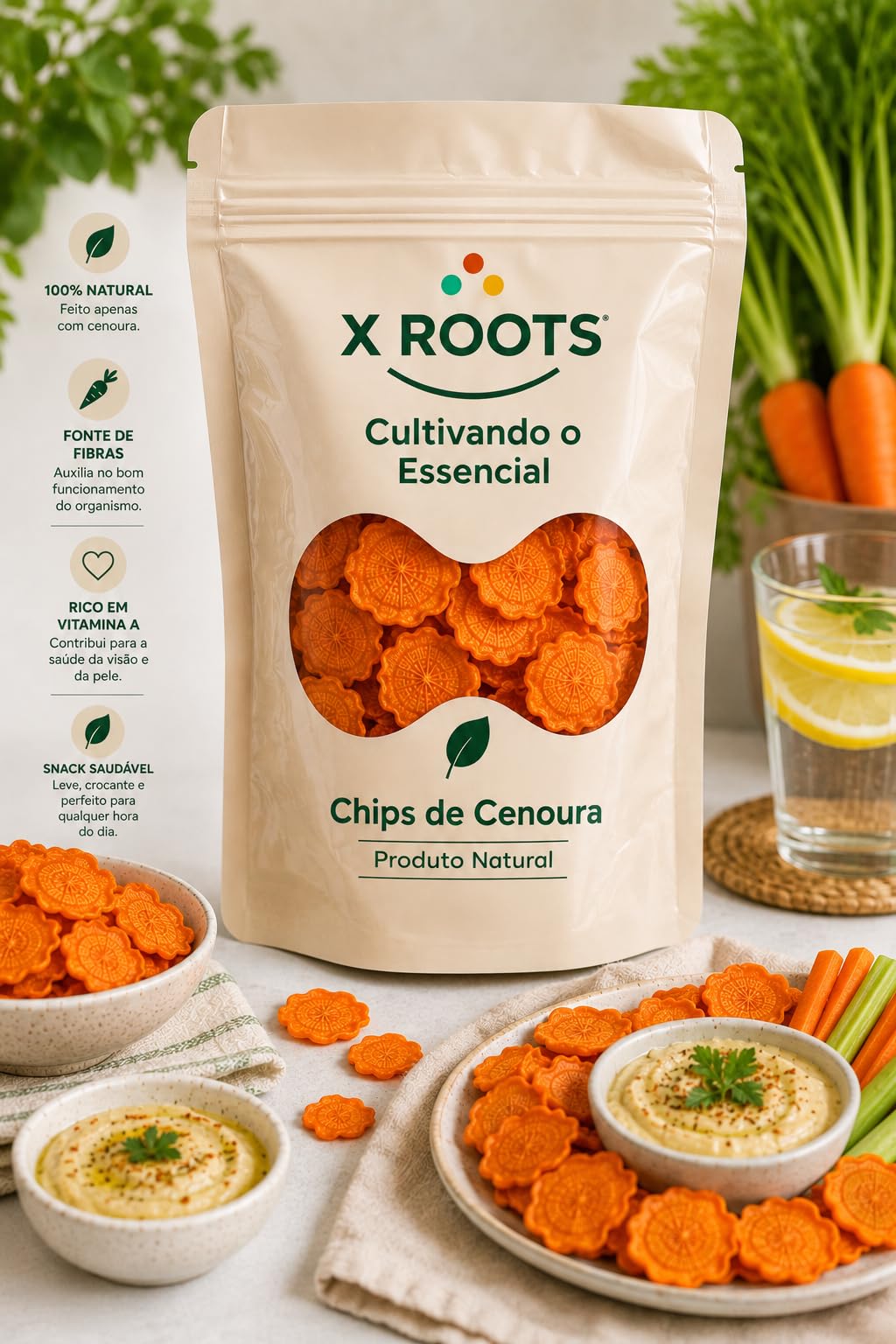 Chips de Cenoura Liofilizado X Roots