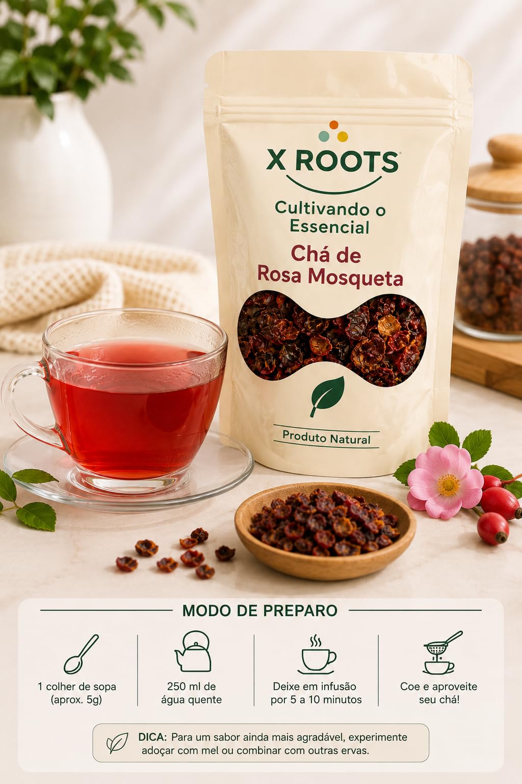Chá de Rosa Mosqueta X Roots