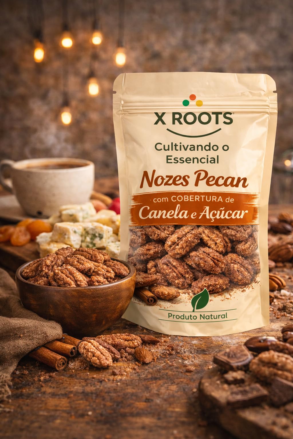 Nozes Pecan com Canela e Açúcar X Roots