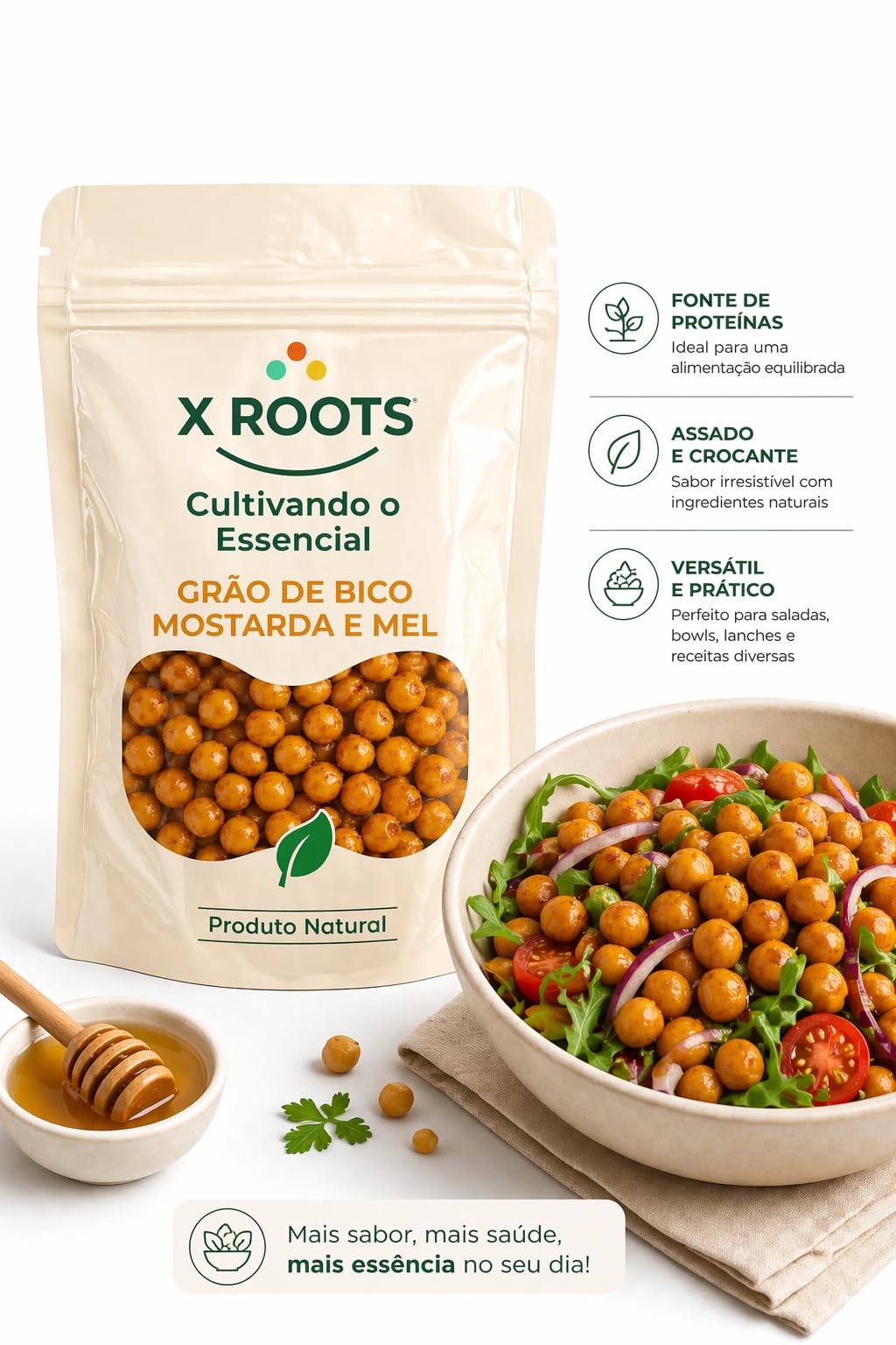 Grão de Bico Sabor Mostarda e Mel X Roots