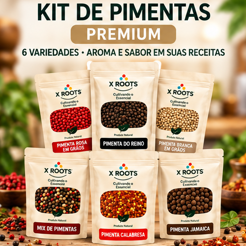 Kit Pimentas Premium 6 Tipos X Roots