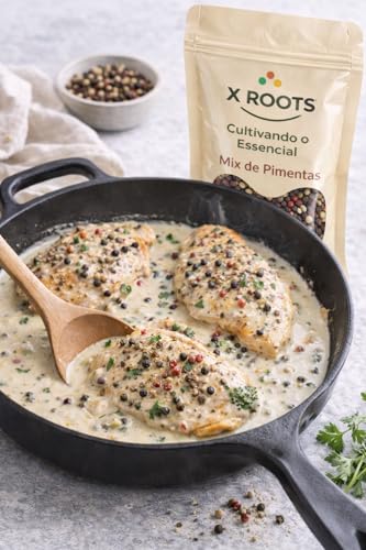 Mix de Pimentas X Roots 100g – Pimenta Preta, Branca, Rosa e Jamaica | Tempero Premium, Aromático e Versátil