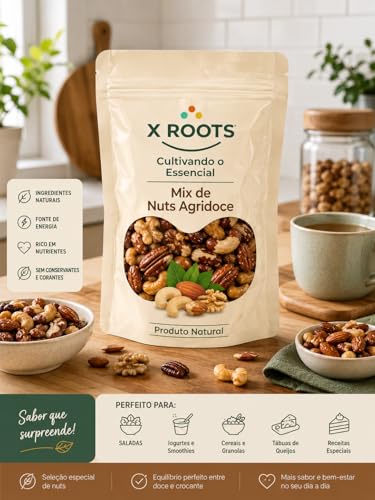 Mix Nuts Agridoce 500gr X Roots Premium – Castanhas, Nuts e Frutas Secas Selecionadas – Snack Gourmet Crocante e Saboroso