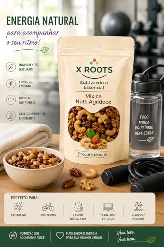Mix Nuts Agridoce 500gr X Roots Premium – Castanhas, Nuts e Frutas Secas Selecionadas – Snack Gourmet Crocante e Saboroso