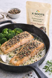 Mix de Pimentas X Roots 100g – Pimenta Preta, Branca, Rosa e Jamaica | Tempero Premium, Aromático e Versátil