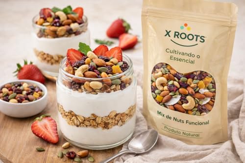 Mix de Nuts Funcional X Roots 500gr – Amêndoas, Castanha de Caju, Cranberry, Damasco, Amendoim, Semente de Abóbora e Coco | Snack Saudável, Fonte de Energia e Fibras