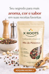Mix de Pimentas X Roots 100g – Pimenta Preta, Branca, Rosa e Jamaica | Tempero Premium, Aromático e Versátil