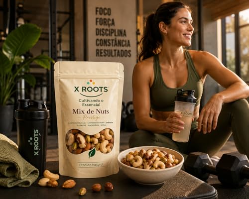 Mix de Nuts Prestige 250gr X Roots Premium – Castanha de Caju, Castanha do Pará, Amêndoas, Pistache, Macadâmia e Avelã – Seleção Gourmet de Oleaginosas