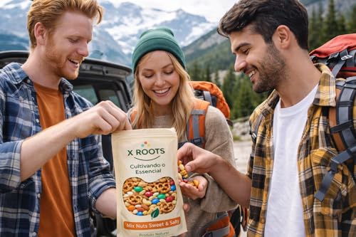 Mix Nuts Sweet & Salty X Roots 500gr – Snack Crocante com Pretzel, M&M’s e Castanhas | Doce e Salgado na Medida