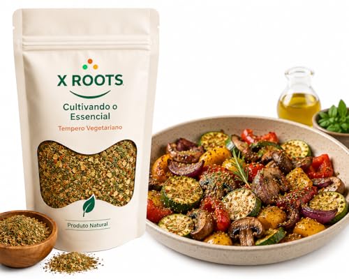 Tempero Vegetariano 250gr X Roots – Mix de Ervas e Especiarias Naturais – Ideal para Legumes, Arroz, Massas, Sopas e Receitas Vegetais