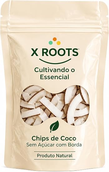 Chips de Coco Sem Açúcar com Borda 1kg - X Roots