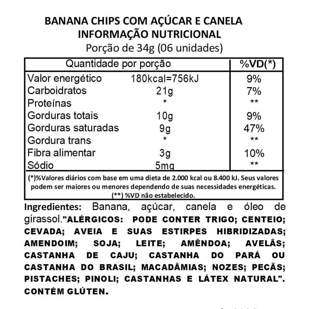 Banana Chips com Canela e Açúcar Demerara X Roots