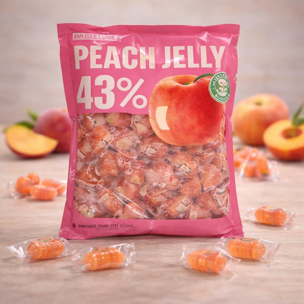 Bala de Goma de Pêssego 43% Suco da Fruta X Roots