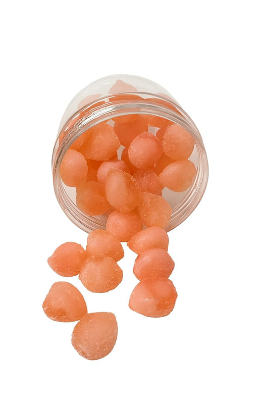 Bala de Goma Deluxe Formato de Pêssego 43% Suco da Fruta X Roots