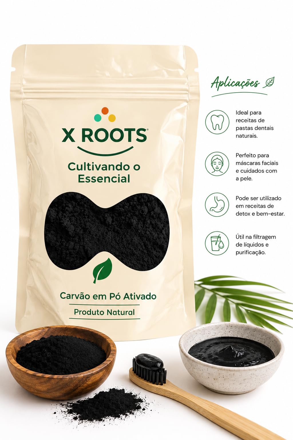 Carvão em Pó Ativado Vegetal X Roots