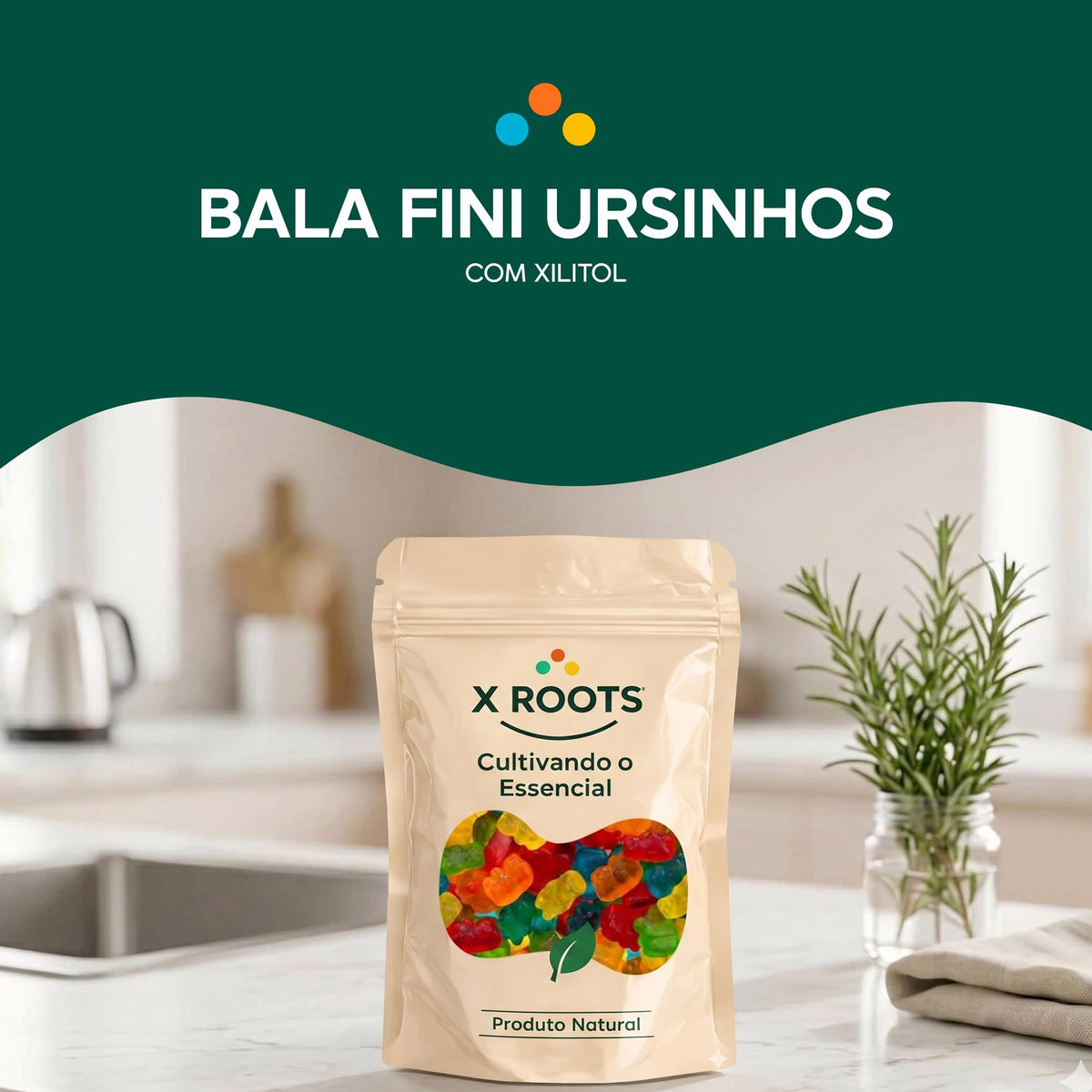Bala de Ursinho Fini com Xylitol Sem Açúcar X Roots