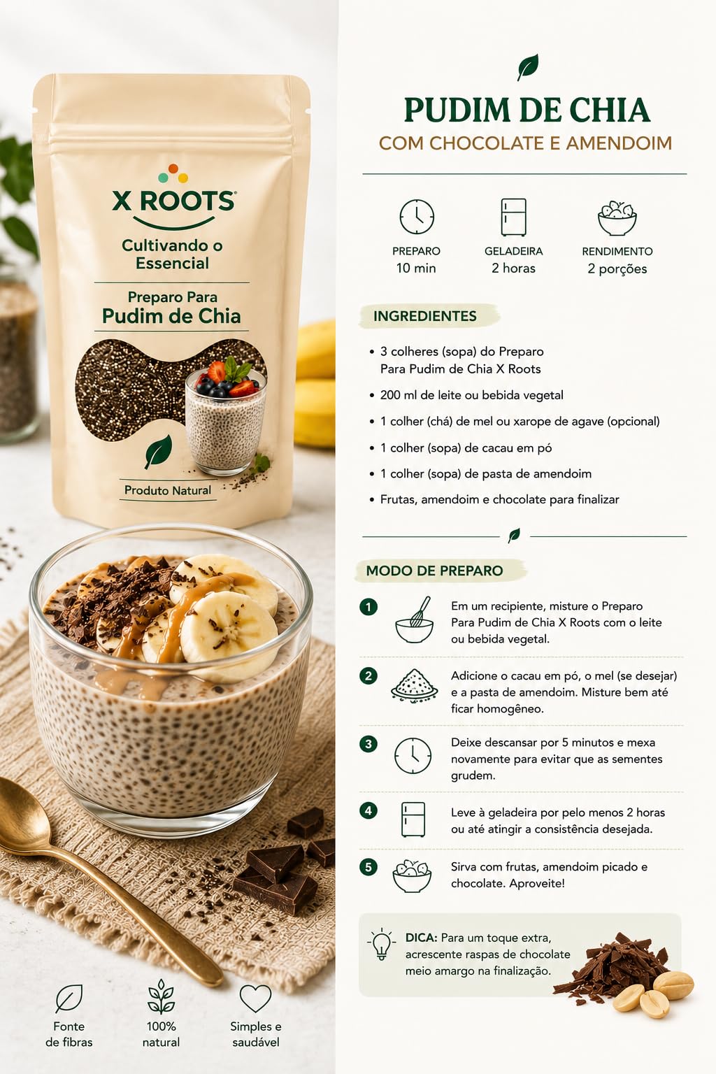 Preparo para Pudim de Chia em Pó X Roots