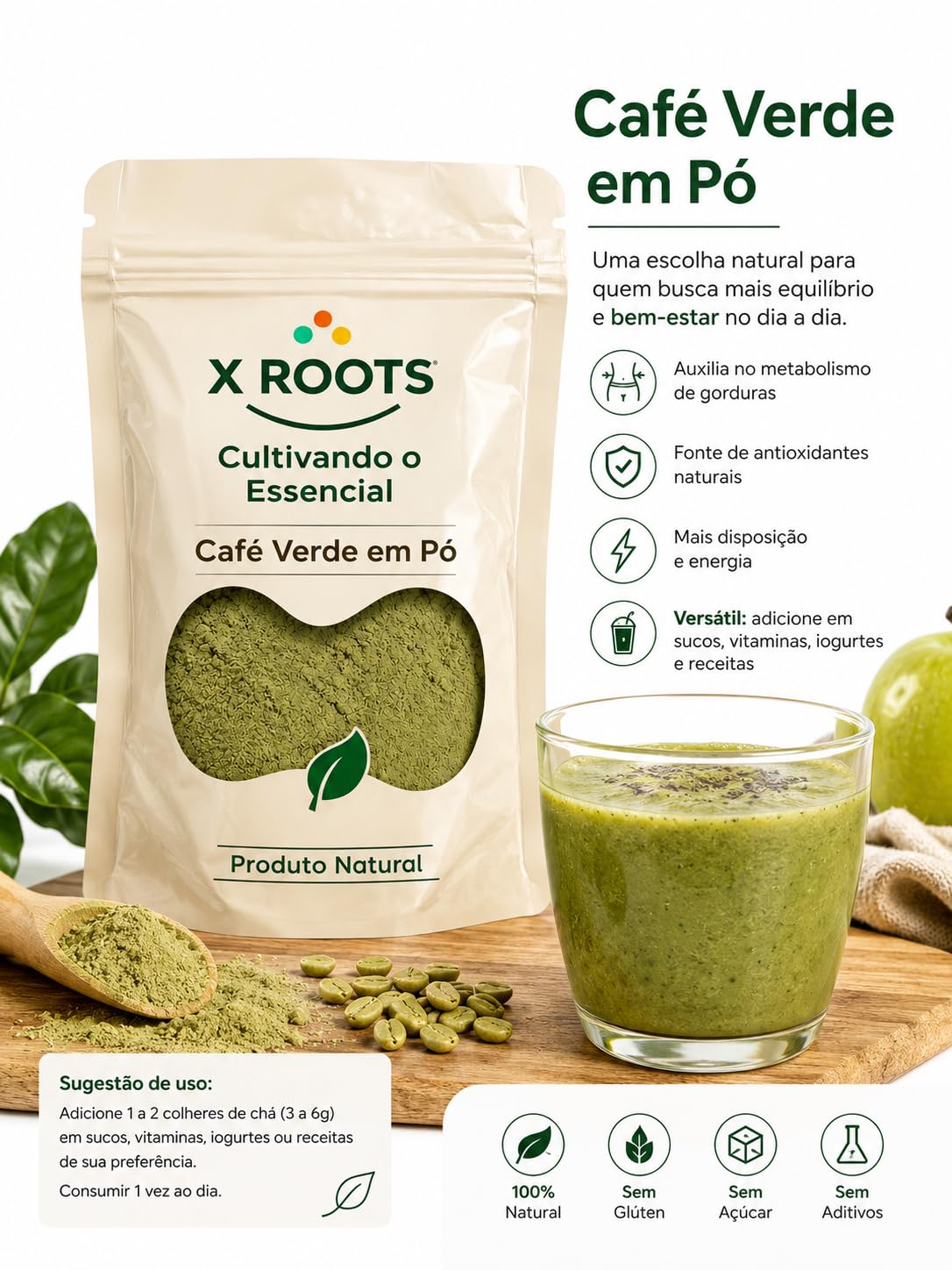 Café Verde em Pó X Roots