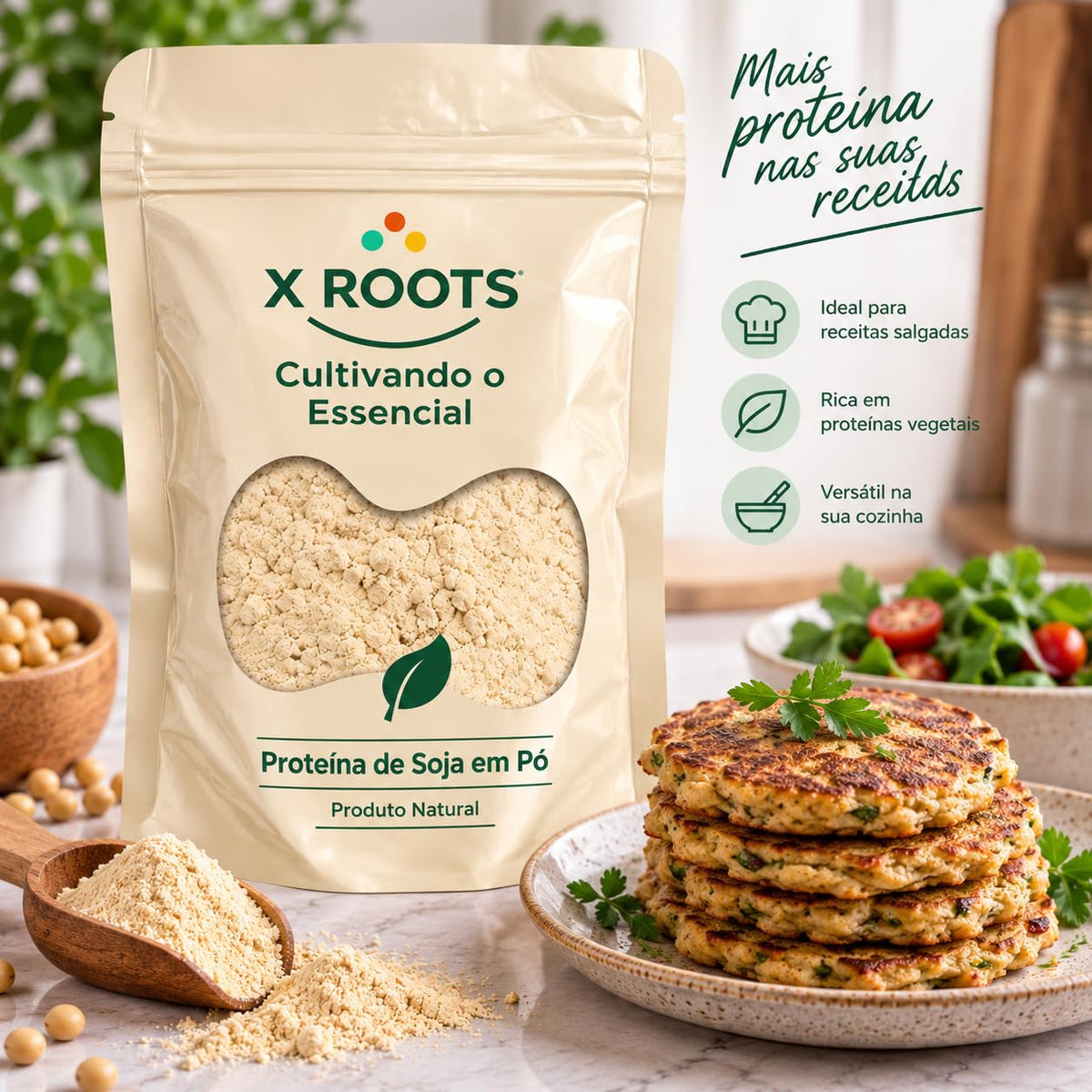 Proteína de Soja Isolada em Pó X Roots