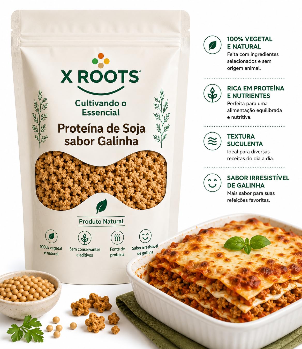 Proteína de Soja Sabor Galinha X Roots
