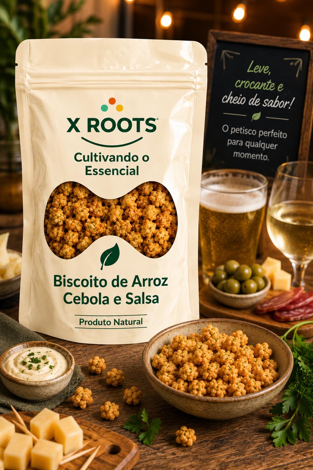 Biscoito de Arroz Sabor Cebola e Salsa X Roots