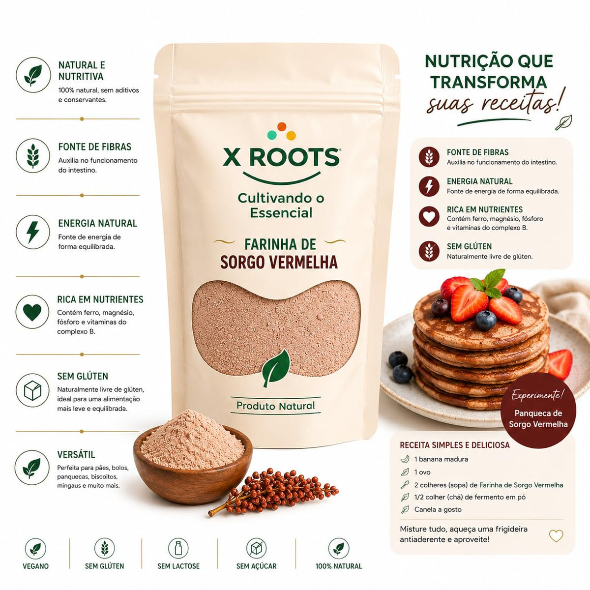 Farinha de Sorgo Vermelha X Roots
