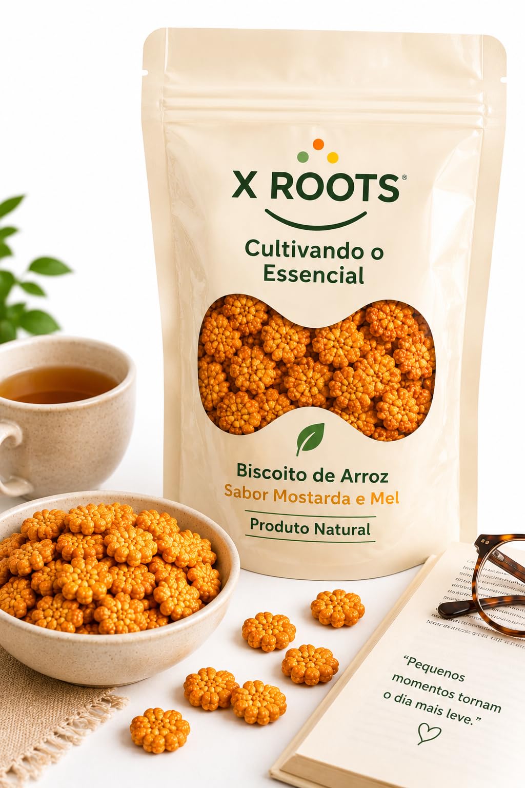 Biscoito de Arroz Sabor Mostarda e Mel X Roots