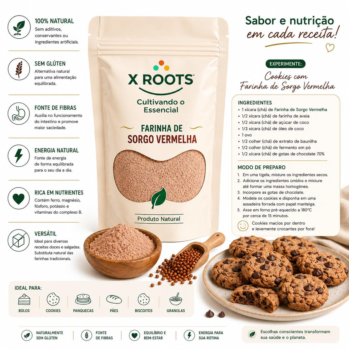 Farinha de Sorgo Vermelha X Roots