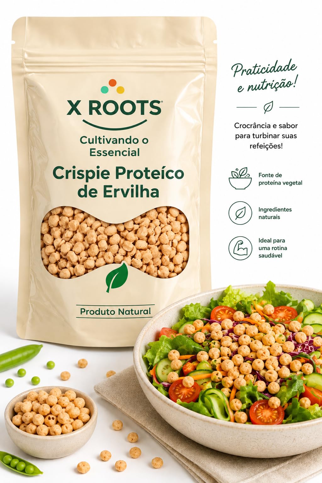 Crispie Proteico de Ervilha X Roots