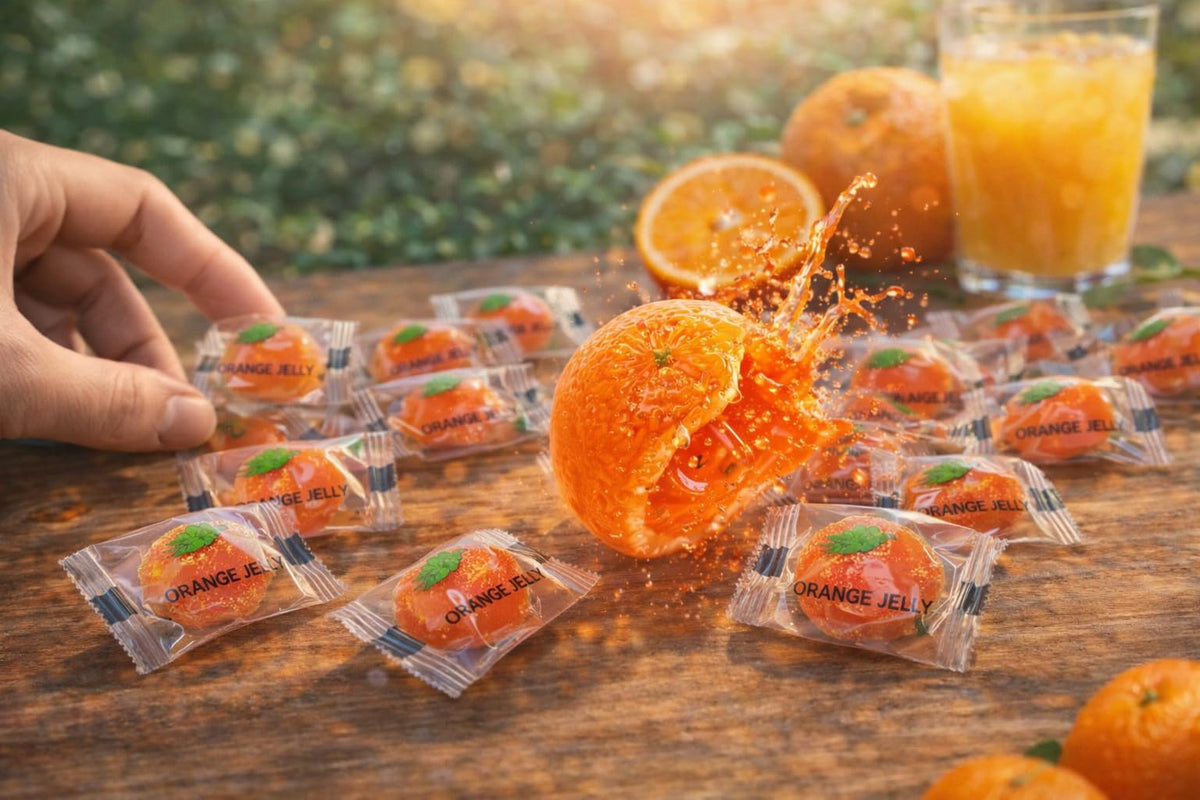 Bala de Goma de Laranja 43% Suco da Fruta X Roots