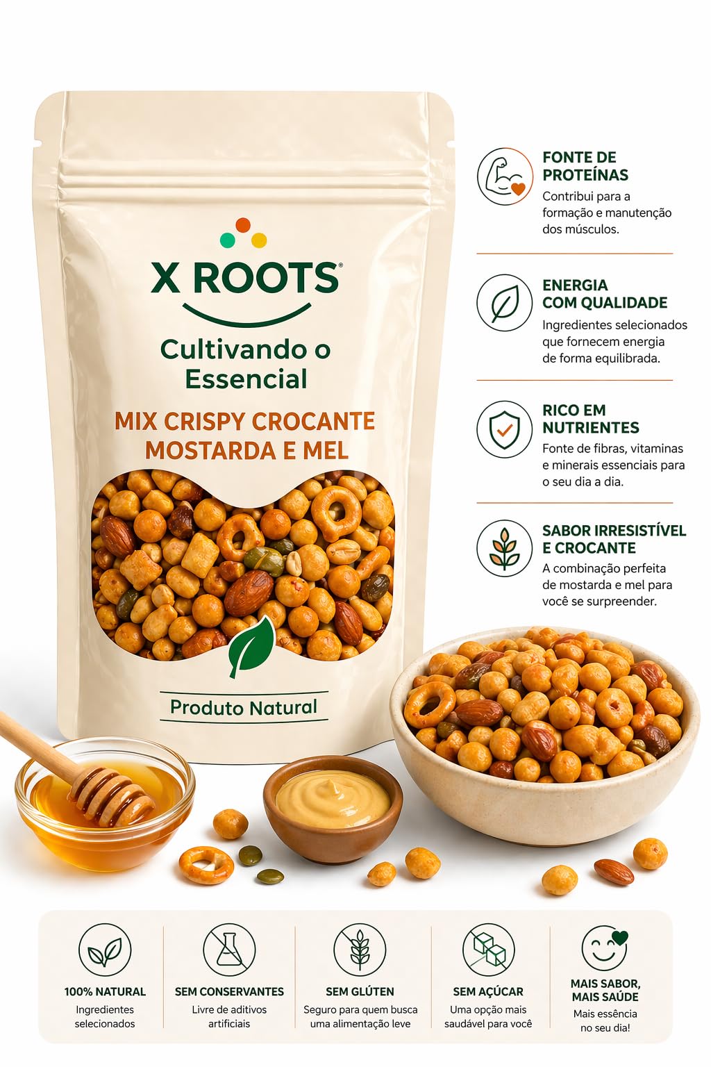 Mix Crispy Mostarda e Mel X Roots