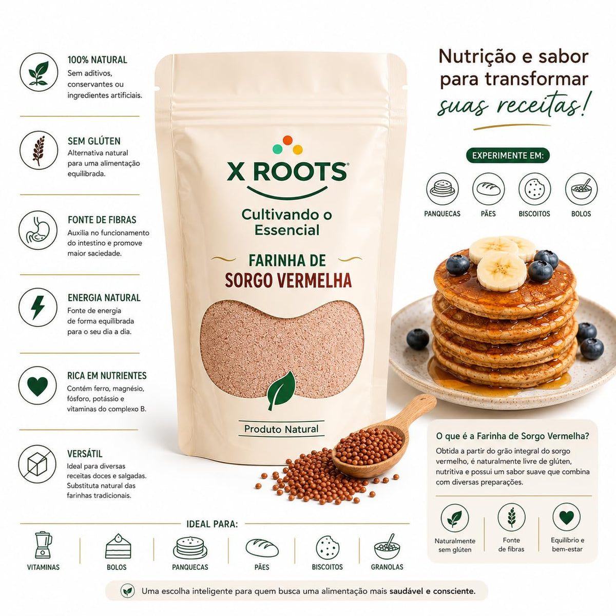 Farinha de Sorgo Vermelha X Roots