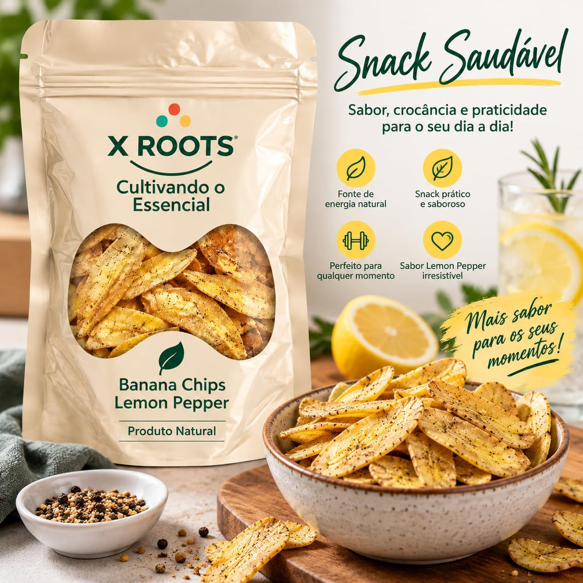 Banana Chips Lemon Pepper X Roots