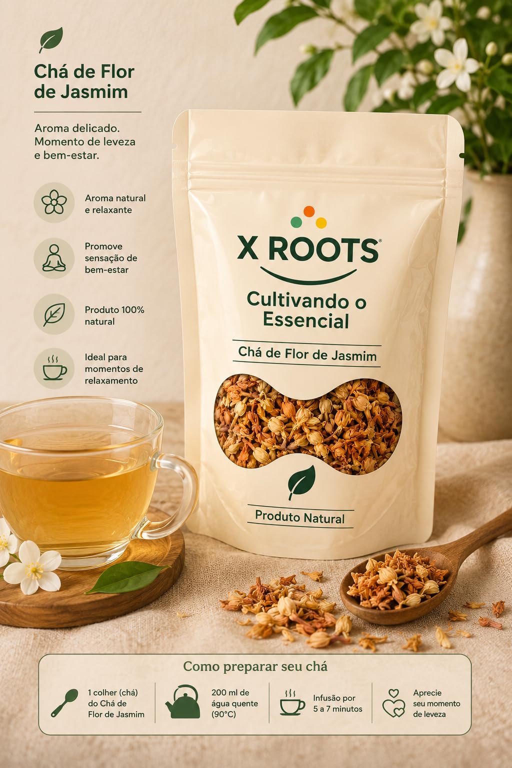 Chá de Flor de Jasmim X Roots