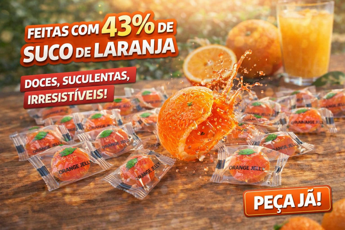 Bala de Goma de Laranja 43% Suco da Fruta X Roots