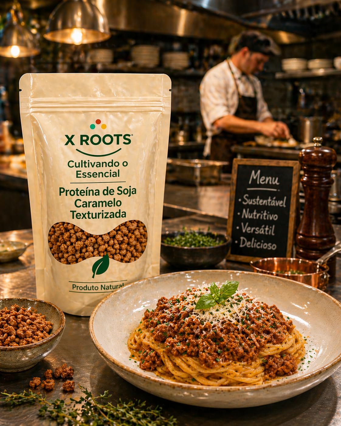 Proteína de Soja Clara Texturizada X Roots
