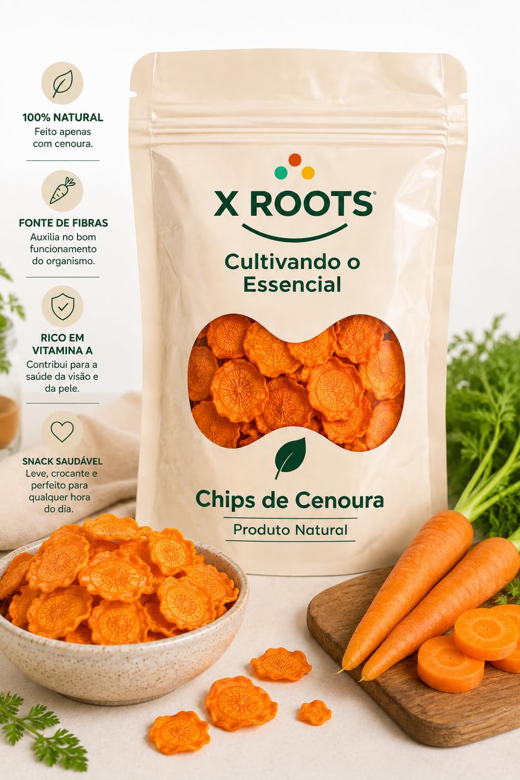 Chips de Cenoura Liofilizado X Roots