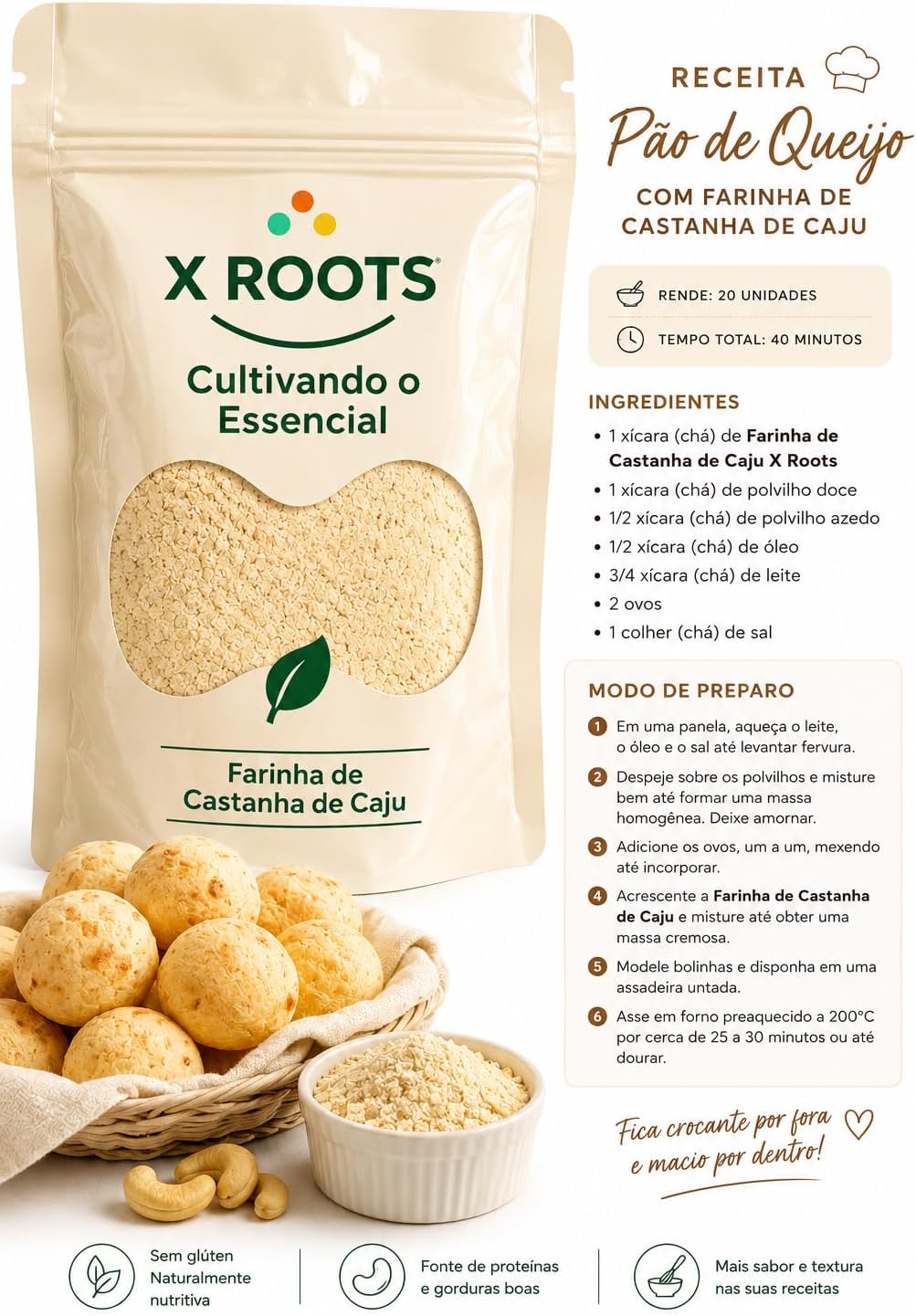 Farinha de Castanha de Caju X Roots