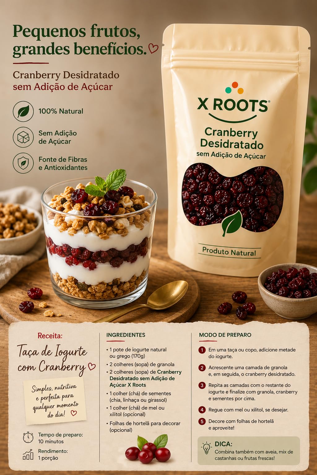 Cranberry sem Adição de Açúcar X Roots