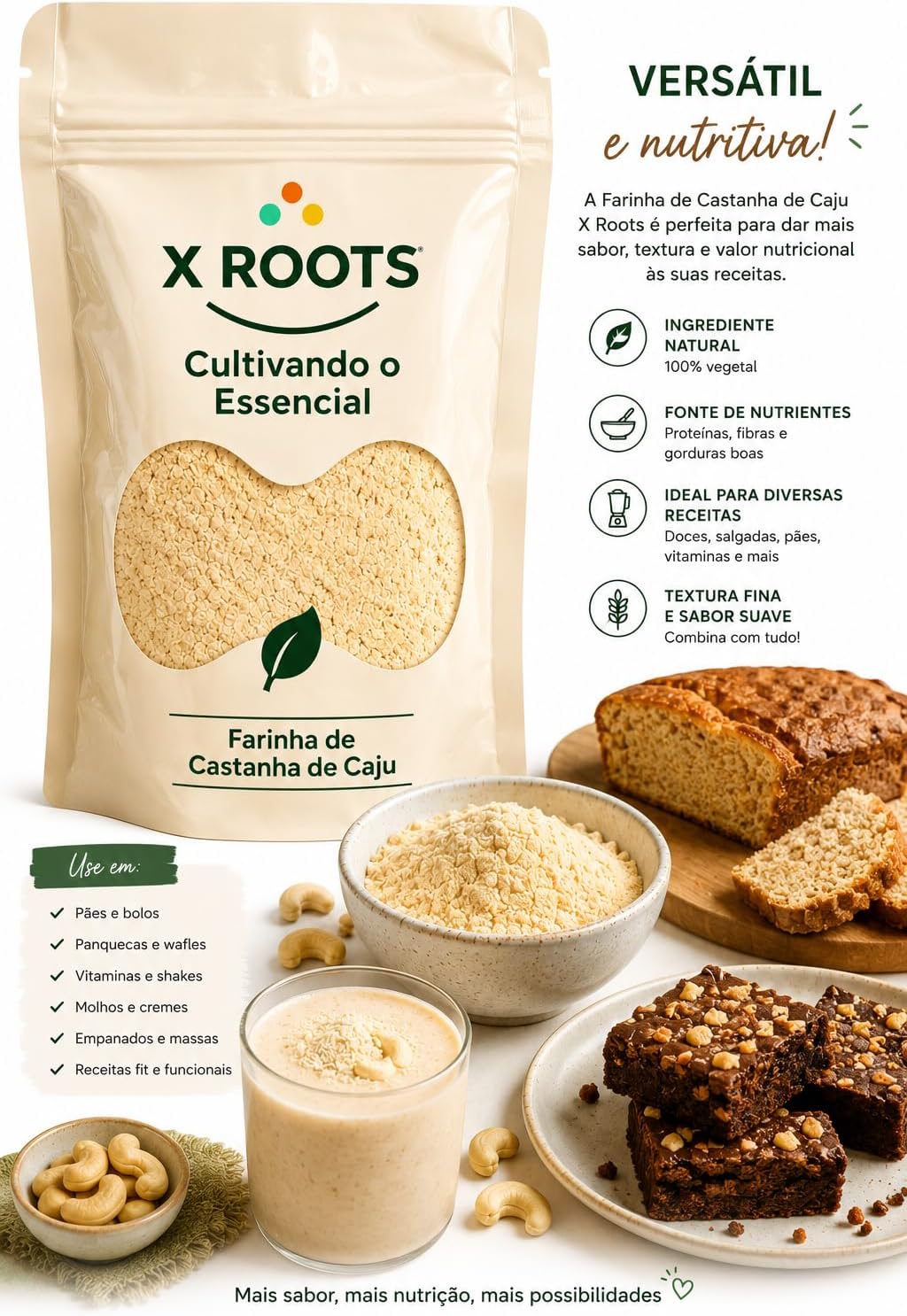 Farinha de Castanha de Caju X Roots