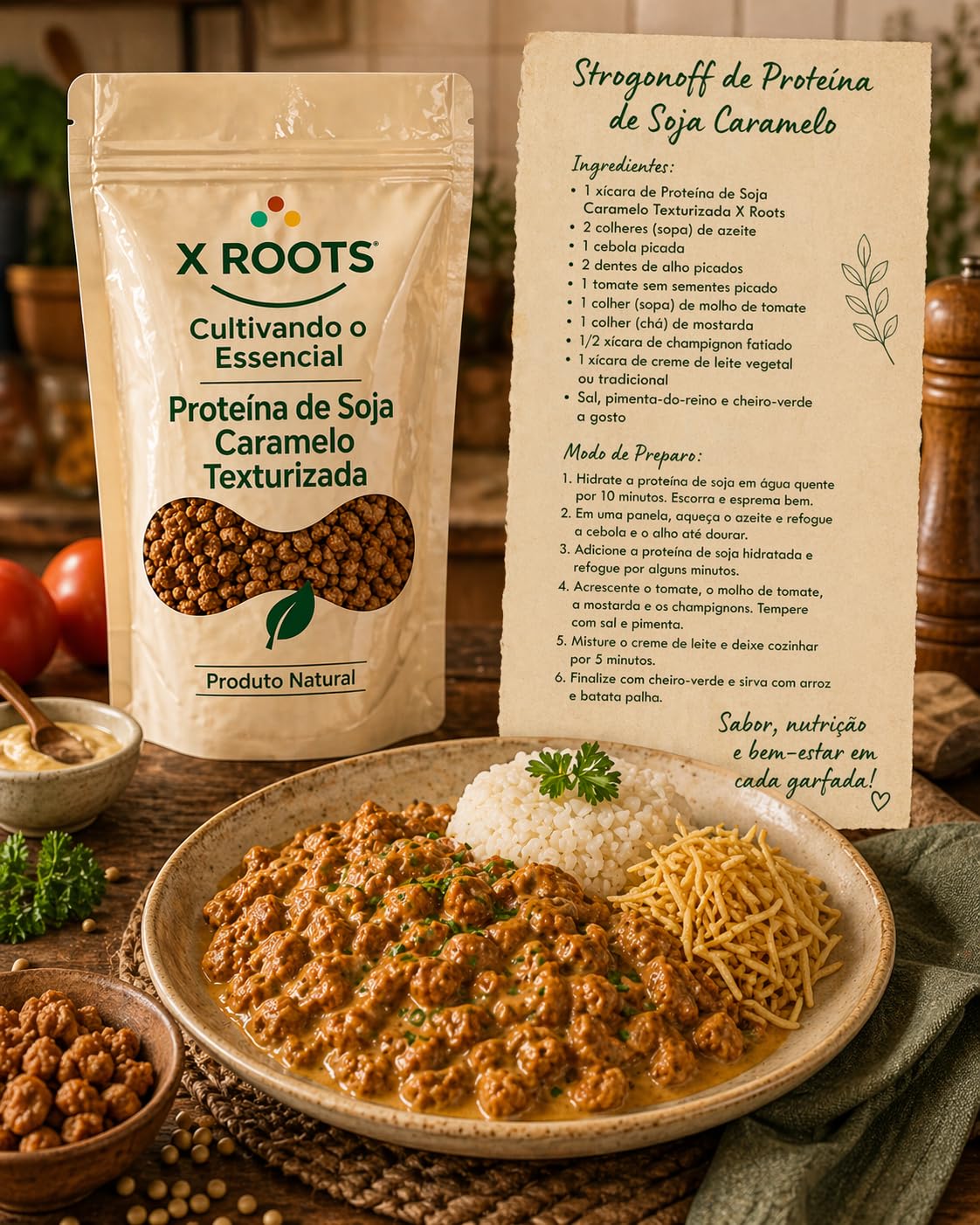 Proteína de Soja Clara Texturizada X Roots