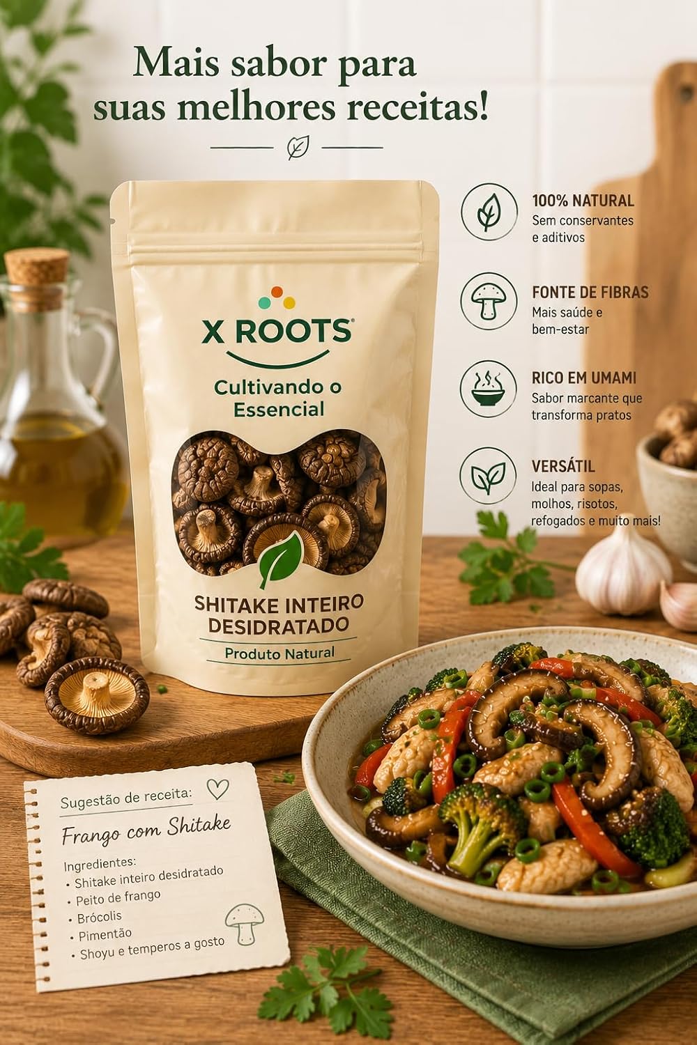 Shitake Inteiro Cogumelo Desidratado X Roots