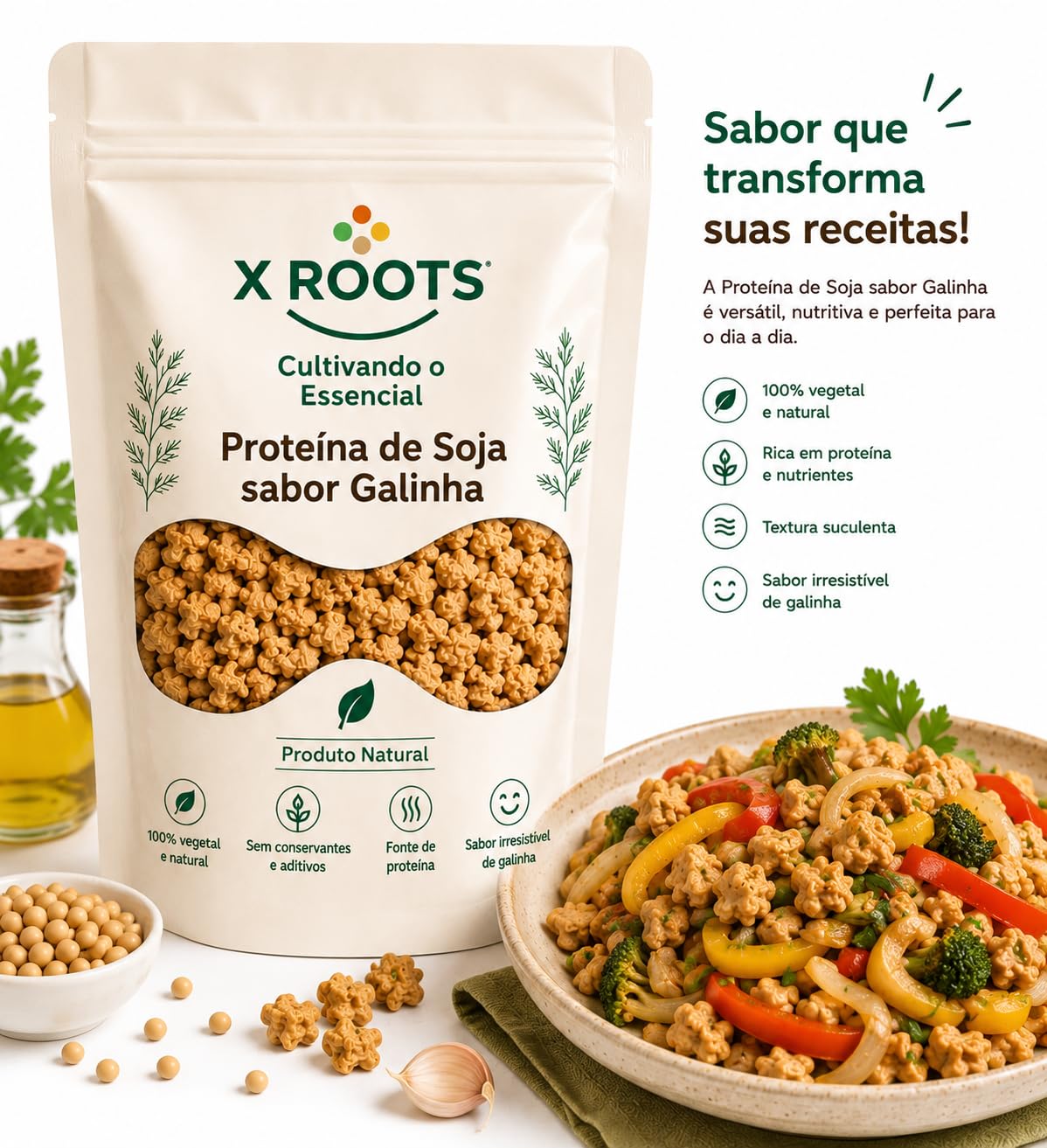 Proteína de Soja Sabor Galinha X Roots
