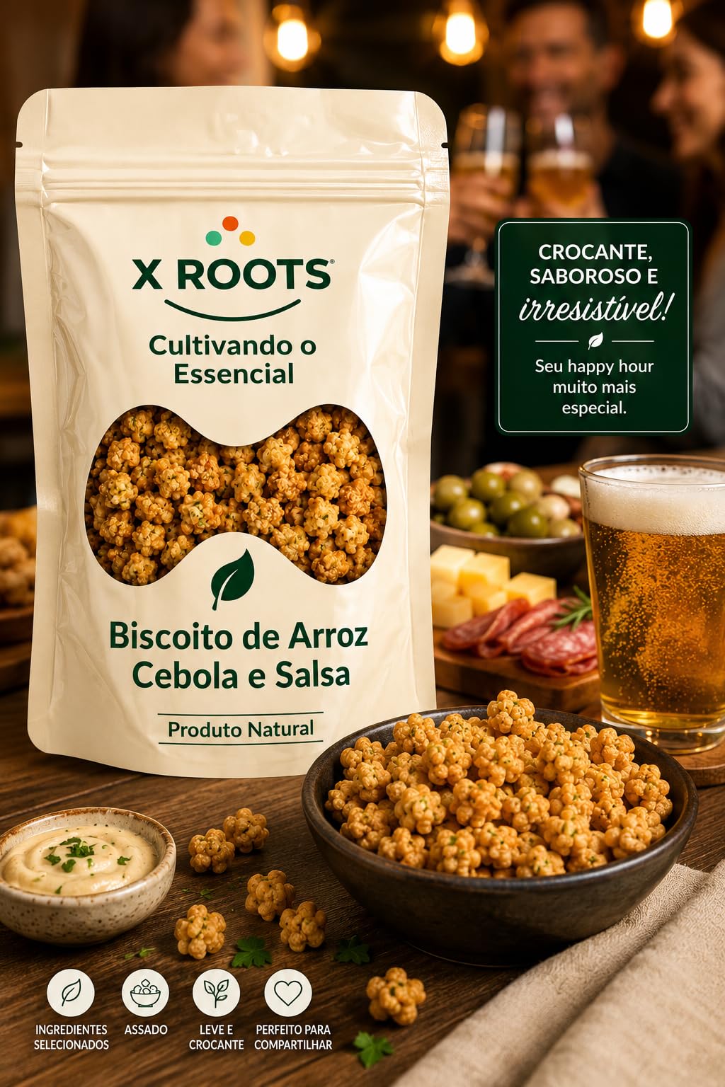 Biscoito de Arroz Sabor Cebola e Salsa X Roots