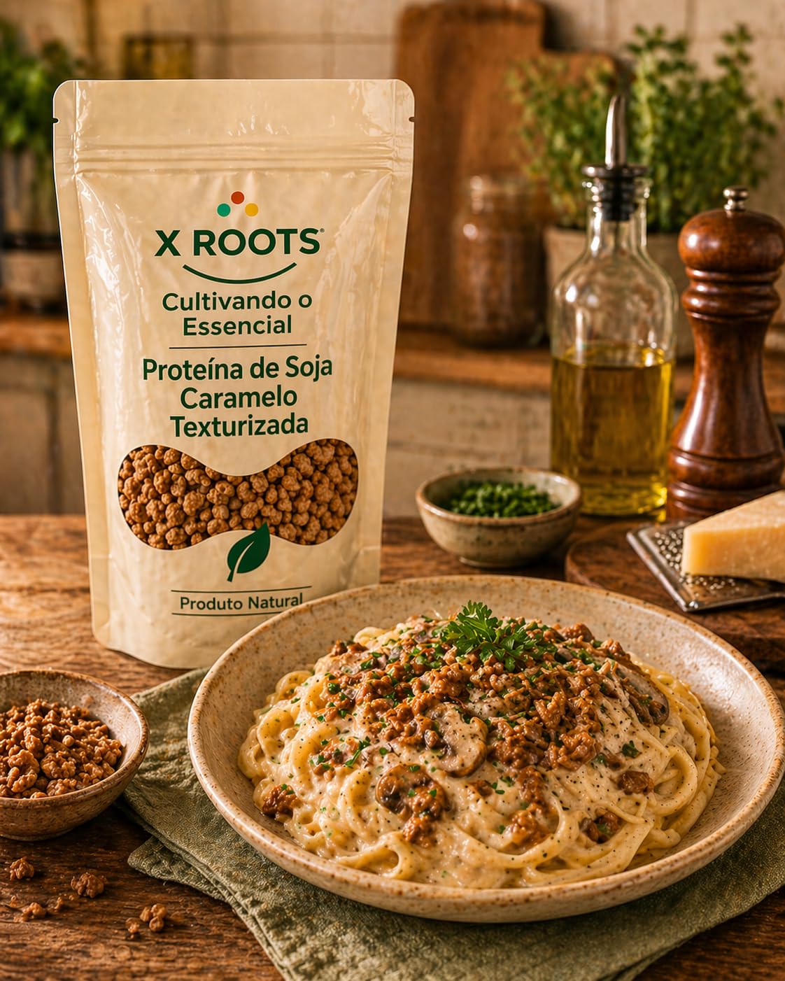 Proteína de Soja Clara Texturizada X Roots