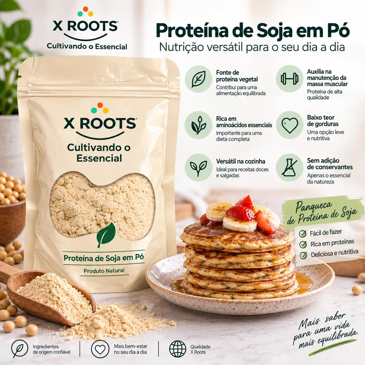 Proteína de Soja Isolada em Pó X Roots