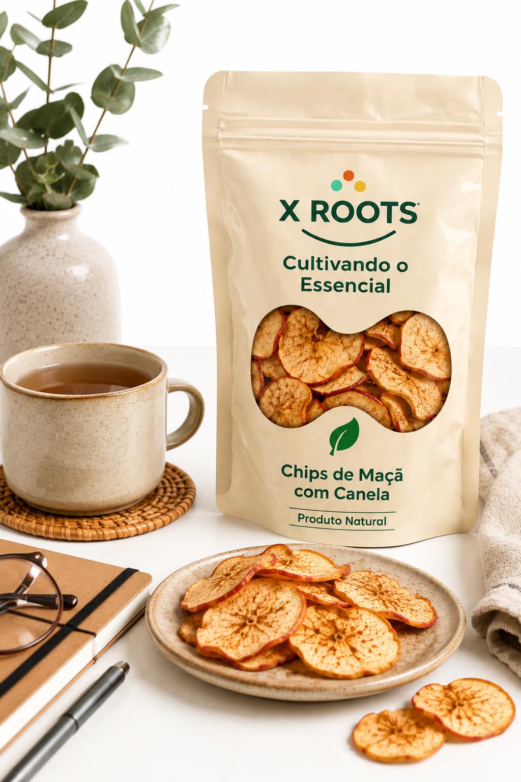 Chips de Maçã com Canela X Roots