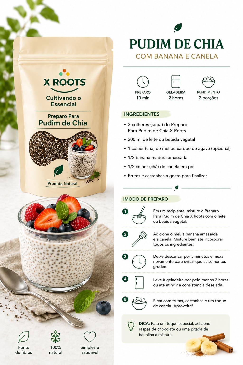 Preparo para Pudim de Chia em Pó X Roots