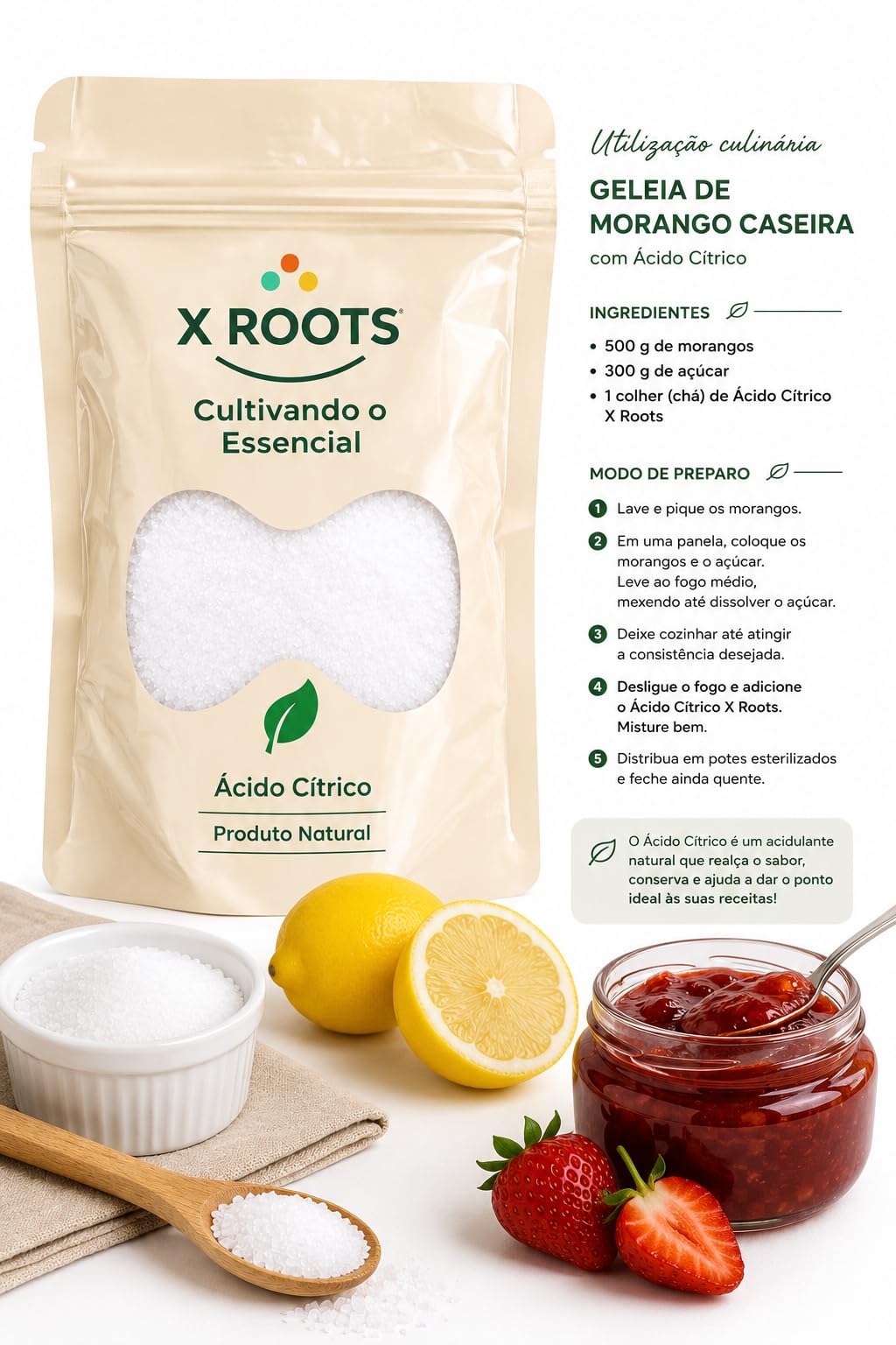 Ácido Cítrico Anidro Alimentício X Roots